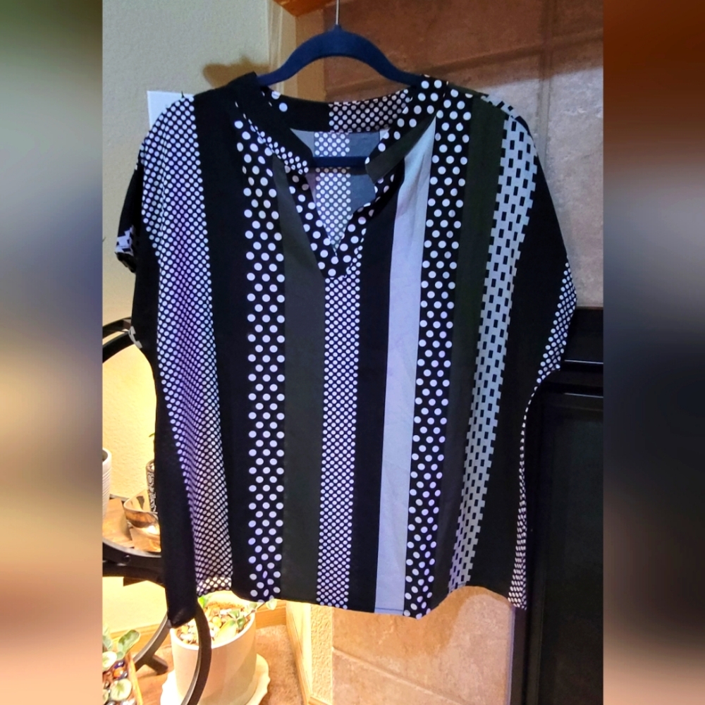 Black and White Polka Dot Women's Top